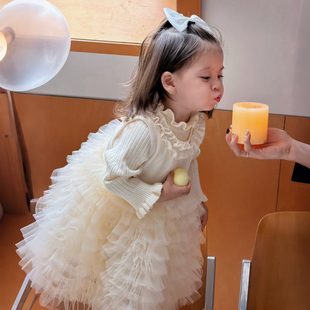 新年婴儿公主裙洋气冬装2025新款女宝宝背心裙周岁礼服小童连衣裙