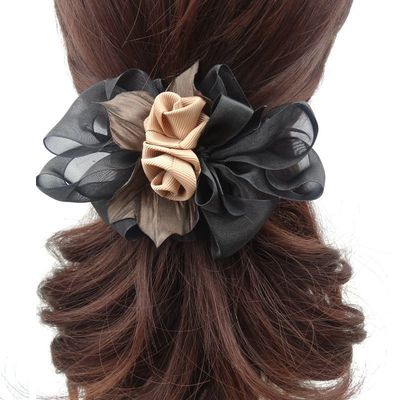 韩版时尚风玫瑰黑色女士发卡