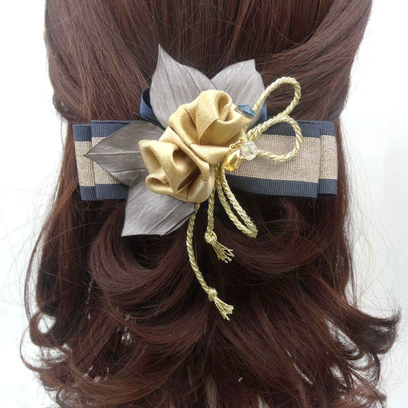 盘头发的饰品夹子头饰发夹成人百搭头花卡子花朵布艺淑女优雅礼物