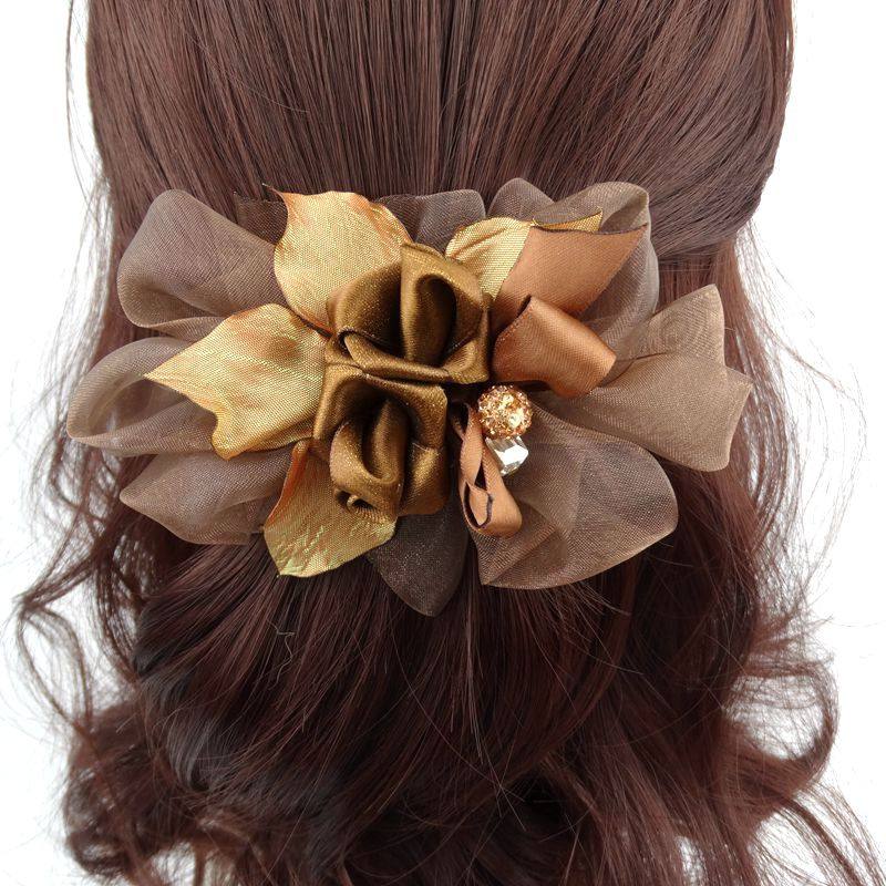 日韩新款饰品母亲节礼物布艺头饰头卡发夹成人优雅花朵一字夹顶夹