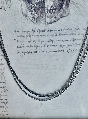 莲说制物LOTUS STUDIO 双拼混搭叠戴短链锁骨链银链