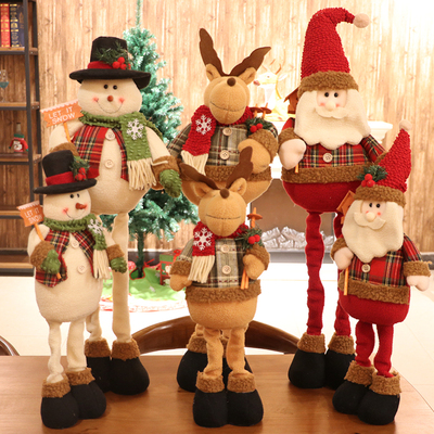 伸缩款圣诞老人公仔吉祥鹿可爱雪人玩具礼品圣诞礼物场景装饰摆件