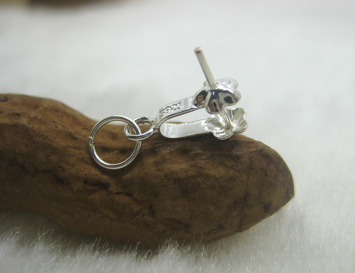 DIY手工纯银配件 S925纯银吊坠夹扣梅花扣玉坠扣玉器夹扣银扣