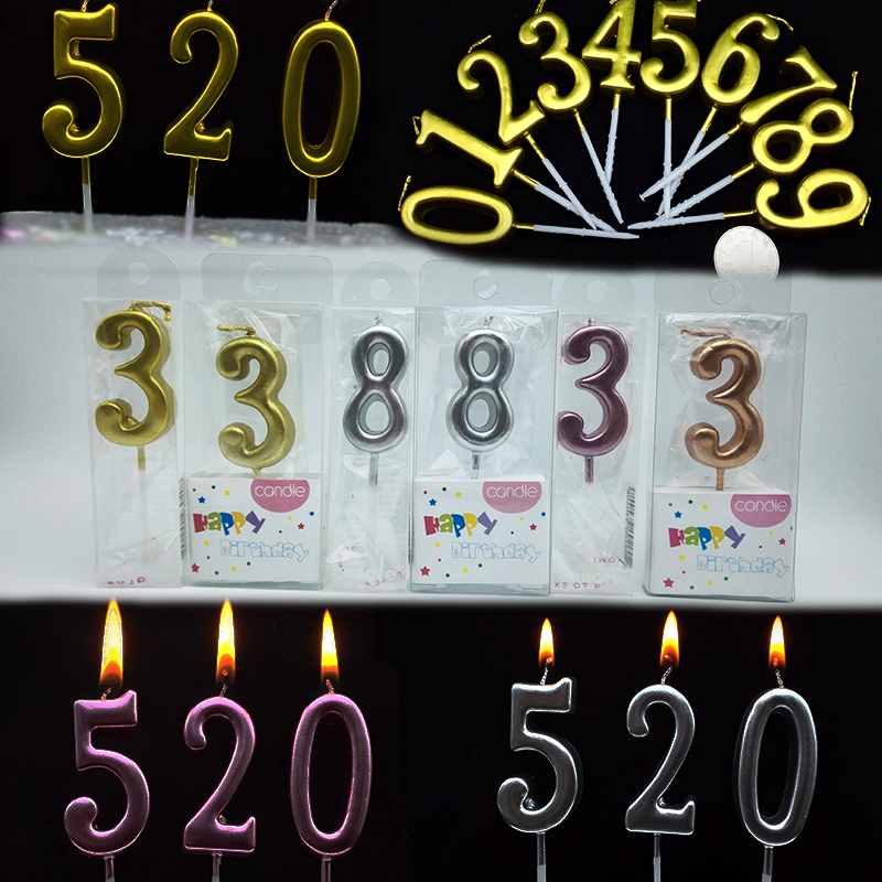 小盒金银色数字蜡烛金色银色粉色生日蛋糕创意时尚大气婚庆祝寿