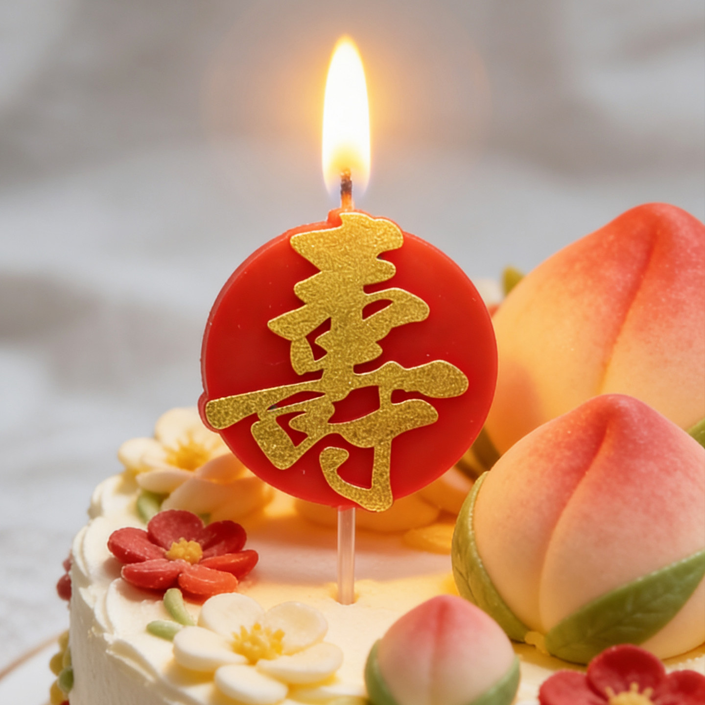 寿字蜡烛生日祝寿金色红色单个装