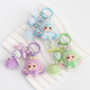 新款可爱植绒娃三岁钥匙扣创意卡通超萌公仔女生包包挂件书包挂饰