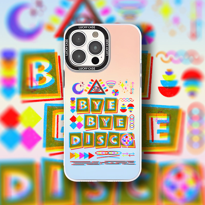 「ByeByeDisco」原创Riso风手绘复古手机壳17pro镭射艺术感手机壳适用于iPhoneAir小众14Pro透明小米15