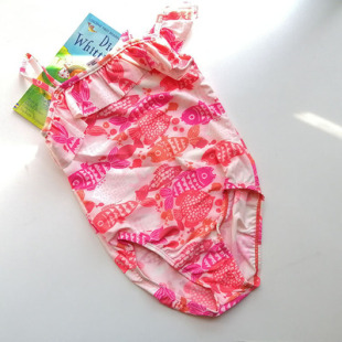 外贸欧美儿童泳衣女童女孩中大童女宝宝防晒连体游泳衣3 包邮