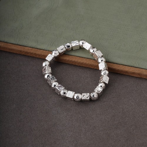 无相999足银实心锤纹手链