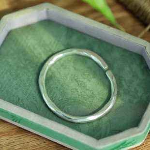 「无相」熙素999足银实心银手镯手工锤纹肌理男女定制纯银手环