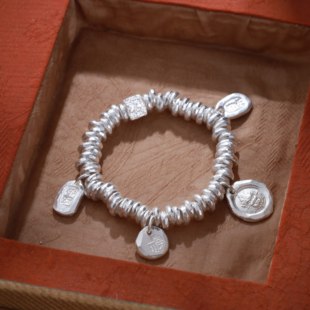 「盘缠」熙素原创新款 手工大克重吉言银手串 999足银手链男女同款