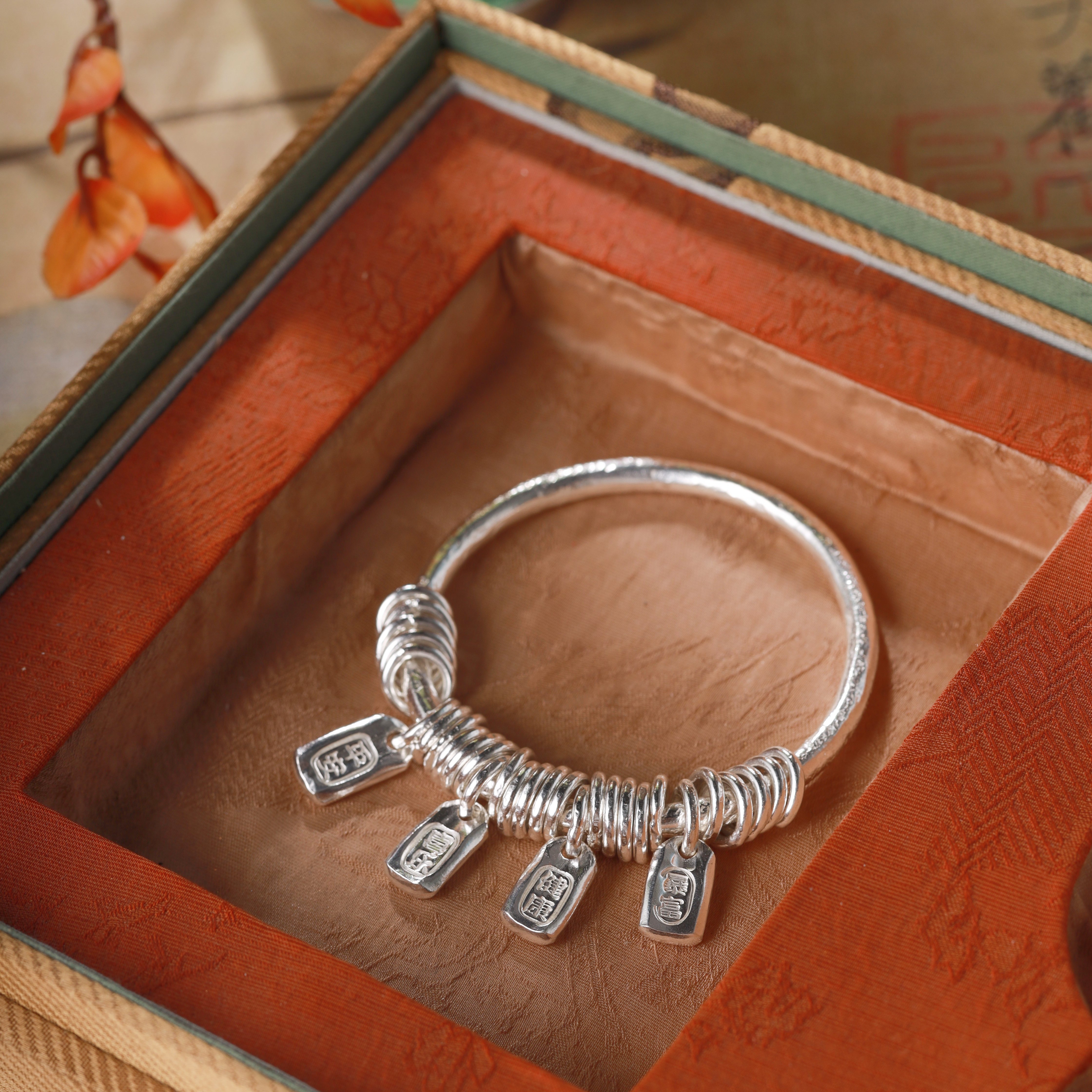 熙素999足银盘缠吉言定制手镯