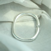 「马蹄镯」熙素999足银手镯传统手工定制男女款 大克重质感银手环