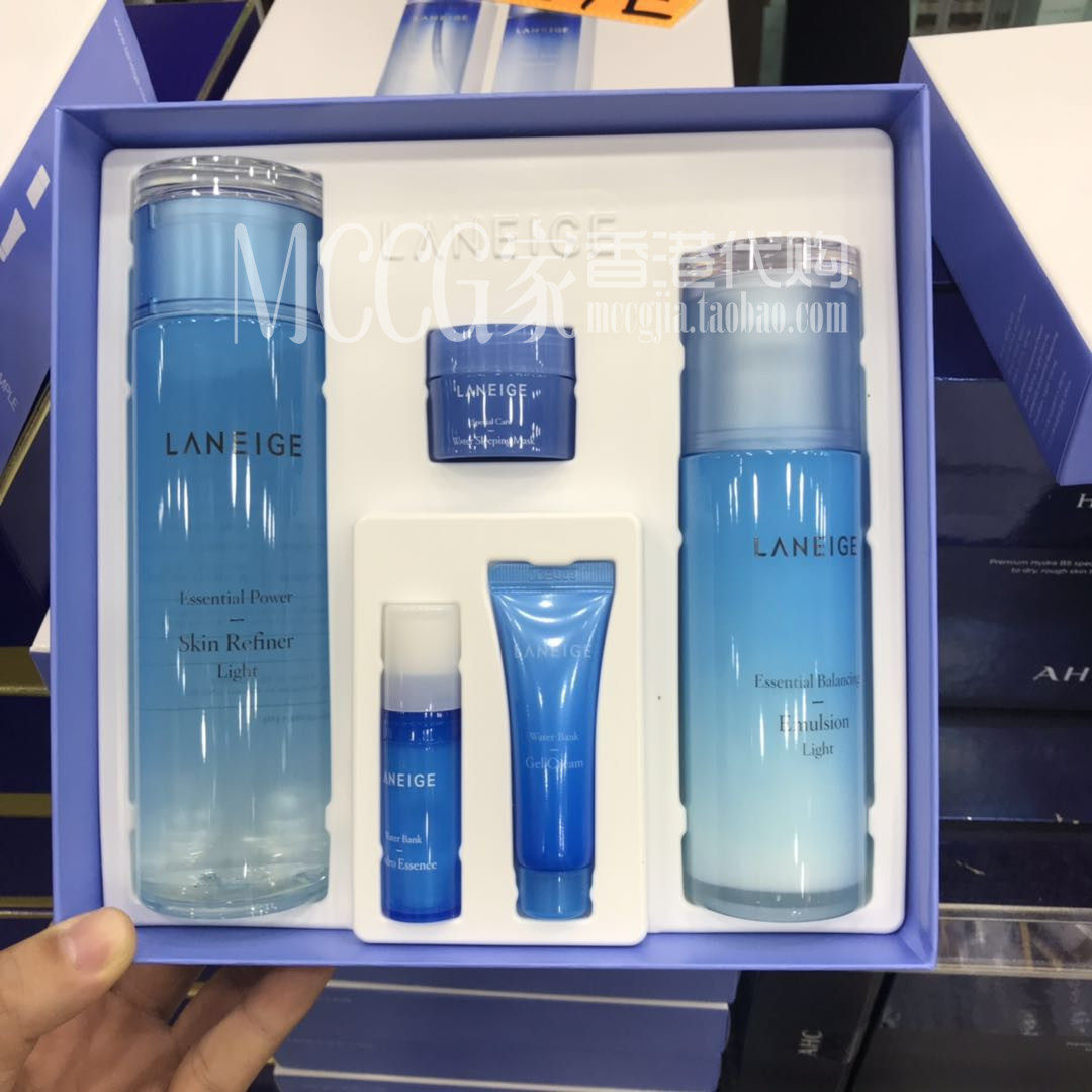 韩国正品兰芝水库凝肌套装清爽型滋润型臻白凝雪学生水乳两件套盒