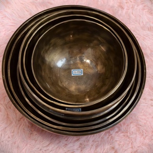 尼泊尔满月颂钵一套音疗瑜伽梵音套钵七音钵全套钵盂佛件铜钵