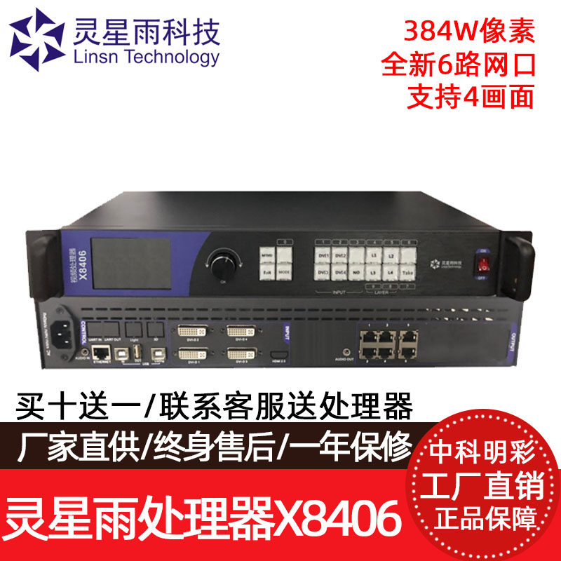 linsn灵星雨二合一处理器X8406集成发送卡支持点对点拼接淡入淡出