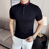 2025夏季休闲半袖修身百搭冰丝条纹纯色短袖polo衫A431-PL07-P50，男装Polo衫，星座401B（原A431）