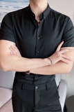 2025夏季新款英伦10色免烫修身短袖衬衫男A431-3302特P33，男装T恤，星座401B（原A431）