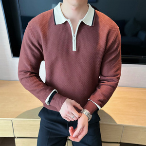 2025秋装男士半拉链翻领卫衣休闲宽松长袖T恤衫401B-WY622-P78图片