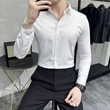 2025春季新款无痕压胶纯色修身高端8色长袖衬衫A431-WH01-特P60，男装衬衫，星座401B（原A431）