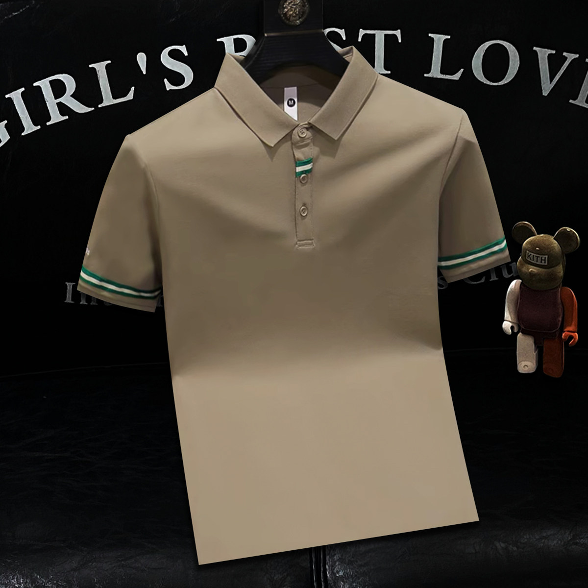 2026夏季袖子条纹胸前织带纯色短袖POLO衫男T恤A431-PL516-特P43，男装T恤，星座401B（原A431）