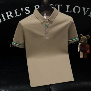 2026夏季 袖子条纹胸前织带纯色短袖POLO衫男T恤A431-PL516-特P43，男装T恤，星座401B（原A431）