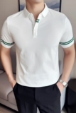 2025夏季新款织带条纹短袖POLO衫男修身T恤上衣A431-PL516-特P50，男装T恤，星座401B（原A431）