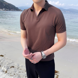 2025夏季新款 英伦大码休闲纯色短袖POLO衫修身T恤A431-M608特P48图片