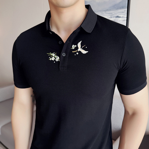 2025夏季新款 英伦休闲刺绣短袖POLO衫男士上衣A431-PL077-P55图片