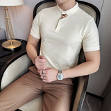 2025夏季半袖潮流修身翻领短袖Polo衫百搭纯色T恤A431-PL78-P50，男装T恤，星座401B（原A431）