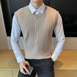 2025秋装新款针织V领背心马甲男士纯色毛衣男装401B-MY31-65，男装针织衫/毛衣，星座401B（原A431）