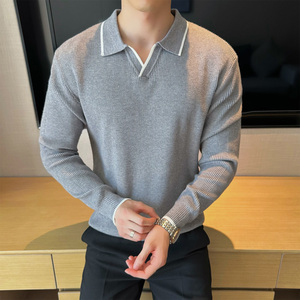 2025秋装新款男士V领长袖针织衫毛衣休闲打底衫401B-MY601-P75图片