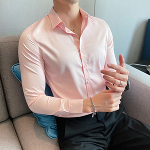 2025春装新款 英伦10色修身长袖中袖短袖衬衫男QH8801特P33白色图片