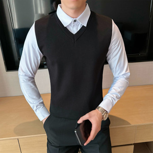 2025秋装新款男士假两件衬衫领毛衣商务休闲针织衫401B-MY72-P88图片
