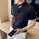 2025夏季半袖潮流修身翻领短袖Polo衫百搭纯色T恤A431-PL78-P50，男装T恤，星座401B（原A431）