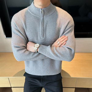 2025秋装新款男士半拉链立领毛衣纯色打底针织衫401B-MY805-P88图片