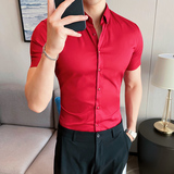 2025夏季新款英伦10色免烫修身短袖衬衫男A431-3302特P33，男装T恤，星座401B（原A431）