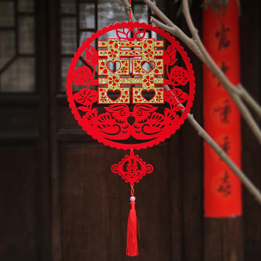 婚房布置装饰用品婚礼现场布置烫贴金喜字挂件大喜字贴婚庆道具