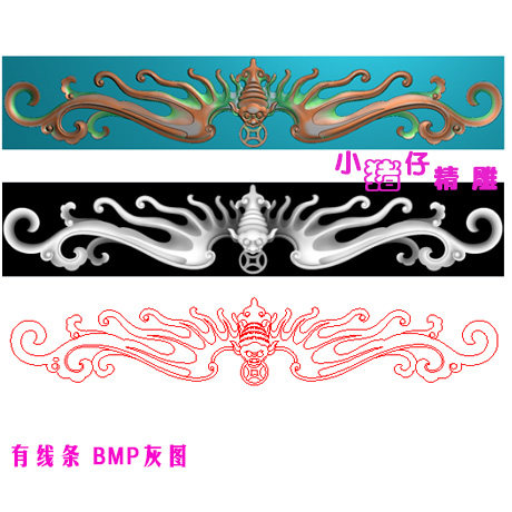 精雕图蝙蝠洋花小角花JDP浮雕图 雕花软件图521 BMP灰图