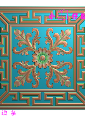 精雕图正方形洋花仿古边框JDP 浮雕图 BMP灰色图 门板雕花图