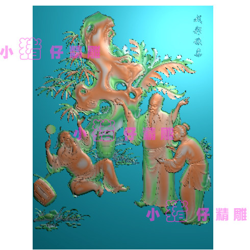 人物图戏彩娱亲图精雕图 木雕图 浮雕图 521软件 MP灰色图