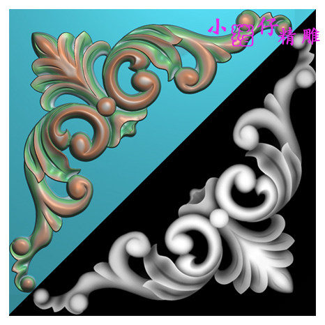 精雕图直角洋花墙角花墙板贴花软件图521浮雕图JDP