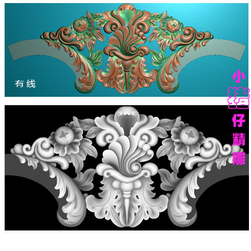 精雕图大洋花门头大花玫瑰牡丹花JDP浮雕图521软件图