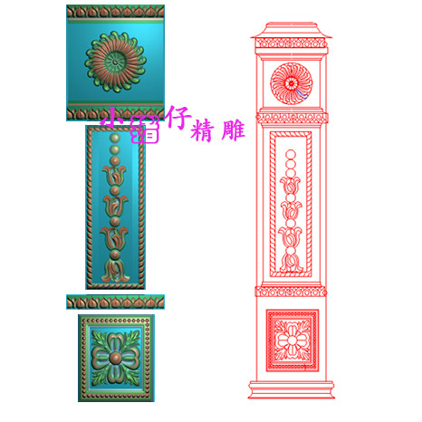 大柱洋花成套罗马柱石雕木雕精雕图JDP浮雕图521软件图BMP雕刻图