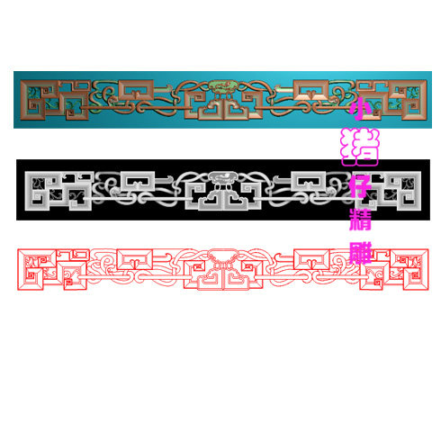 精雕图仿古洋花裙板挡条板花JDP浮雕图521软件图BMP灰图