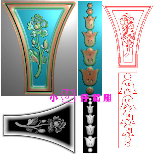 月季花床背板靠板靠头洋花精雕图JDP雕刻图BMP浮雕图521版软件