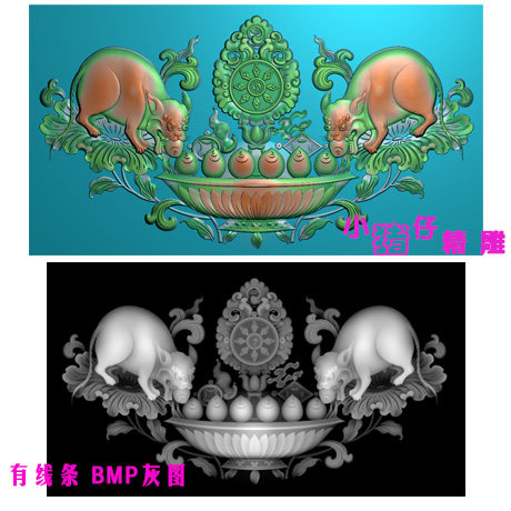 老鼠双鼠藏族如意吉祥八宝图精雕其它设计服务