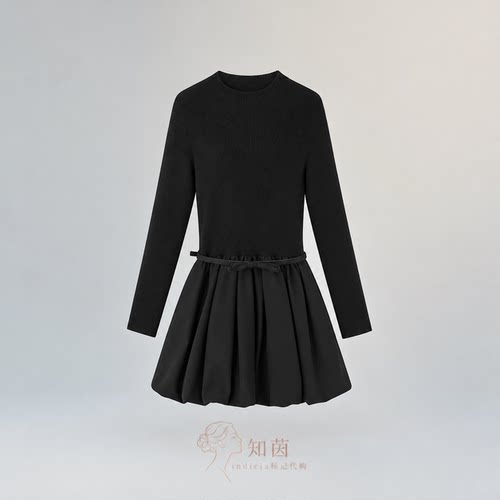 国内专柜代购正品 indicia标记冬季拼接假两件连衣裙女F2D6LQ512C
