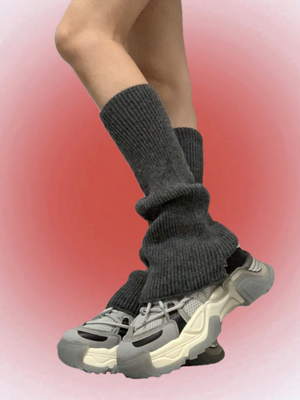 秋冬纯色袜套针织百搭女