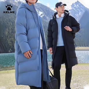 卡尔美运动羽绒服长款过膝男女连帽体育生冬训大衣训练服加厚保暖